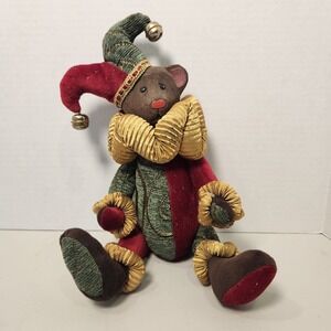 VTG DanDee Collector's Choice Christmas Jester Bear‎ Wood Head Posable Arms/Legs